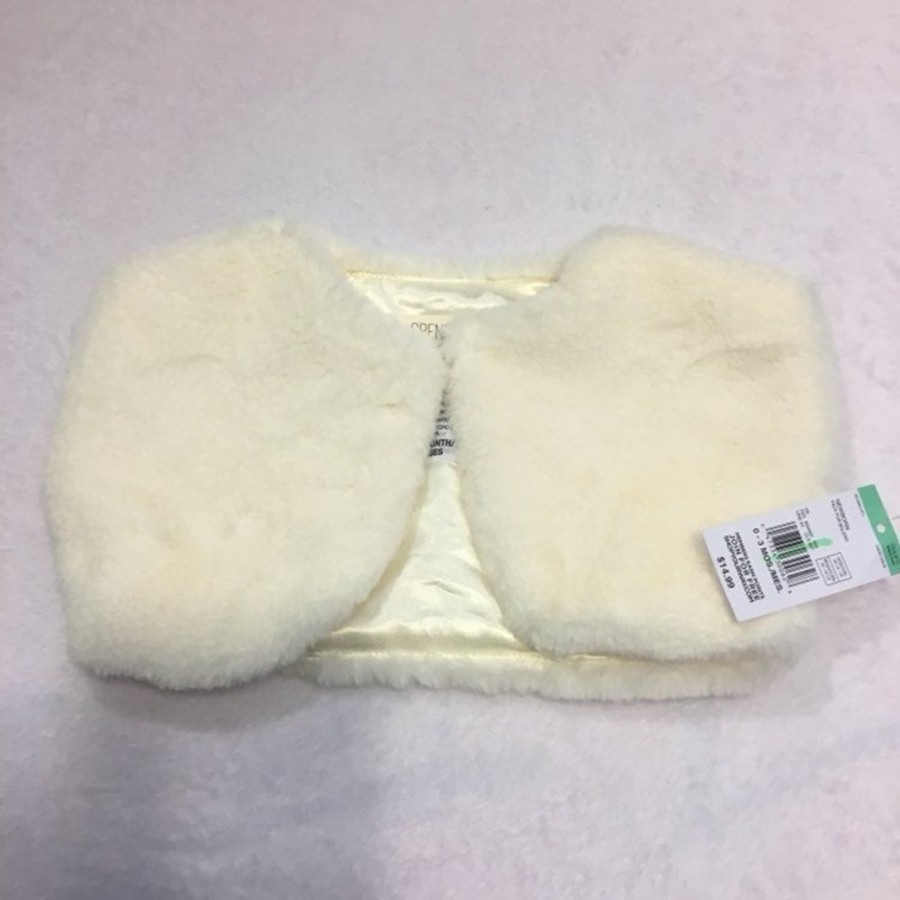 Spencer Faux Fur Bolero Shrug Kids‎ 0-3M Cream NEW Ivory Formal Capelet